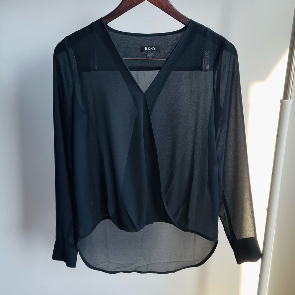 DKNY sheer black blouse